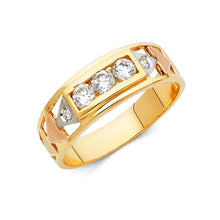 Load image into Gallery viewer, 14K Tri Color Gold 6mm CZ Men's Band