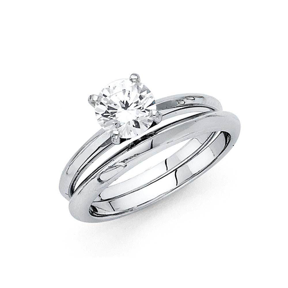 14K White Gold Polished Clear CZ Engagement Ring