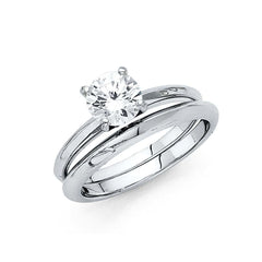 14K White Gold Polished Clear CZ Engagement Ring