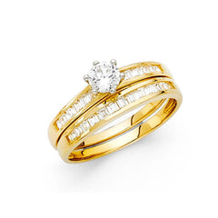 14K Yellow Gold 2mm Clear CZ Ladies Wedding Band Only