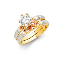 Load image into Gallery viewer, 14K Tri Color Gold 3mm CZ Ladies Wedding Ring--Wedding Band and Engagement Rings are sold Separately