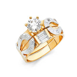 14K Two Tone 4mm CZ Wedding Trio Ladies Wedding Ring--Wedding Band and Engagement Rings are sold Separately