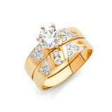 14K Two Tone 4mm CZ Wedding Trio Ladies Wedding Ring--Wedding Band and Engagement Rings are sold Separately