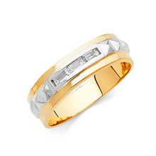 Load image into Gallery viewer, 14K Two Tone 6mm CZ Wedding Trio Mens Band Sets