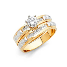Load image into Gallery viewer, 14K Two Tone 3mm CZ Wedding Trio Ladies Wedding Ring--Wedding Band and Engagement Rings are sold Separately