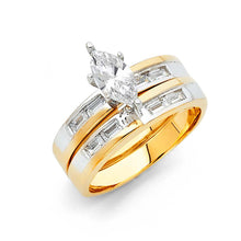 Load image into Gallery viewer, 14K Two Tone 3mm CZ Wedding Trio Ladies Wedding Ring--Wedding Band and Engagement Rings are sold Separately