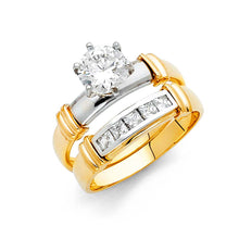 Load image into Gallery viewer, 14K Two Tone 3mm CZ Wedding Ladies Wedding Ring--Wedding Band and Engagement Rings are sold Separately