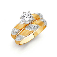 Load image into Gallery viewer, 14K Two Tone 5mm CZ Wedding Trio Ladies Wedding Ring--Wedding Band and Engagement Rings are sold Separately