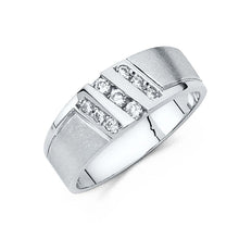 Load image into Gallery viewer, 14K White Gold 8mm CZ Wedding Trio Mens Wedding Band Sets