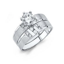 Load image into Gallery viewer, 14K White Gold 4mm CZ Wedding Trio Ladies Wedding Ring--Wedding Band and Engagement Rings are sold Separately