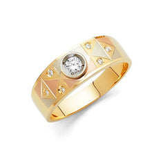 Load image into Gallery viewer, 14K Tri Color Gold 6mm CZ Men&#39;s Band