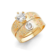 Load image into Gallery viewer, 14K Tri Color Gold 4mm CZ Ladies Wedding Ring--Wedding Band and Engagement Rings are sold Separately