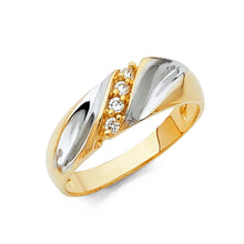 Load image into Gallery viewer, 14K Two Tone Gold 6mm Round CZ Men's Wedding Band