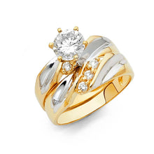 Load image into Gallery viewer, 14K Two Tone Gold 4mm Round CZ Engagement Ring