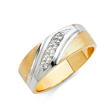 Load image into Gallery viewer, 14K Two Tone Gold 8mm CZ Men's Wedding Band