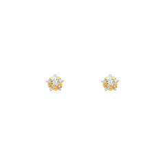 14k Yellow Gold Star CZ Stamping Prong Stud Earrings With Screw Back