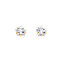 Load image into Gallery viewer, 14k Yellow Gold Star CZ Stamping Prong Stud Earrings With Screw Back