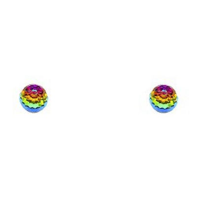 14K Yellow Gold CZ Stud Earrings - Screw Back