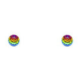 14K Yellow Gold CZ Stud Earrings - Screw Back