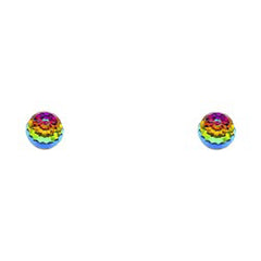 14K Yellow Gold CZ Stud Earrings - Screw Back