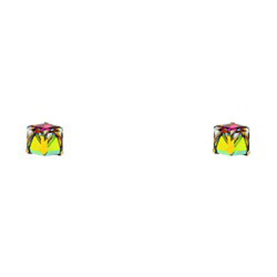 14K Yellow Gold CZ Stud Earrings - Screw Back
