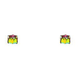 14K Yellow Gold CZ Stud Earrings - Screw Back