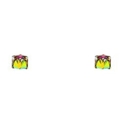 14K Yellow Gold CZ Stud Earrings - Screw Back