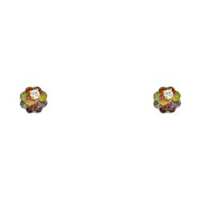 14K Yellow Gold CZ Stud Earrings - Screw Back