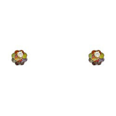 14K Yellow Gold CZ Stud Earrings - Screw Back