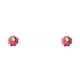 14K Yellow Gold CZ Stud Earrings - Screw Back