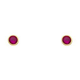 14K Yellow Gold Red CZ Bezel Stud Screw Back Stud Earring