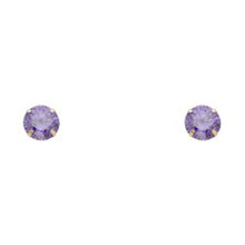 Load image into Gallery viewer, 14k Yellow Gold 6mm Round CZ  Birthstone Stamping Prong With Screw Back