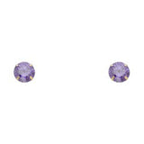 14k Yellow Gold 6mm Round CZ  Birthstone Stamping Prong With Screw Back