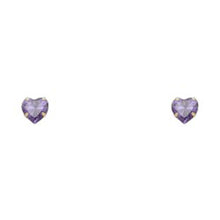 Load image into Gallery viewer, 14k Yellow Gold 5mm Heart CZ Birthstone Stamping Prong With Screw Back