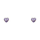 14k Yellow Gold 5mm Heart CZ Birthstone Stamping Prong With Screw Back