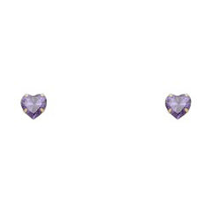 14k Yellow Gold 5mm Heart CZ Birthstone Stamping Prong With Screw Back