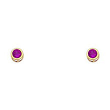 Load image into Gallery viewer, 14k Yellow Gold 4mm Round Ruby CZ July Birth Stone Stud Earrings With Screw Back