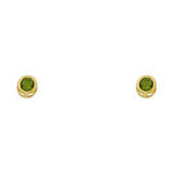 14k Yellow Gold 4mm Round Emerald CZ May Birth Stone Stud Earrings With Screw Back