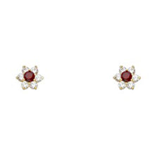 Load image into Gallery viewer, 14k Yellow Gold Star Garnet CZ January Birth Stone Stud Earrings With Screw Back