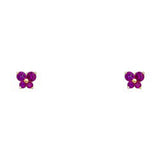 14k Yellow Gold Butterfly Ruby CZ July Birth Stone Stud Earrings With Screw Back