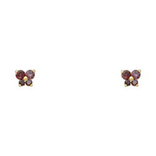 Load image into Gallery viewer, 14k Yellow Gold Butterfly Light Amethyst CZ June Birth Stone Stud Earrings With Screw Back