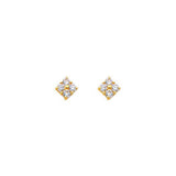 14K Yellow Gold 6mm Flower CZ Stud Earrings - Screw Back