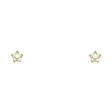 Load image into Gallery viewer, 14k Yellow Gold Flower CZ Assorted Stud Earrings With Screw Back