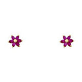 14k Yellow Gold Star Ruby CZ Assorted Stud Earrings With Screw Back