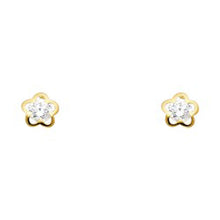 Load image into Gallery viewer, 14k Yellow Gold Plumeria CZ Assorted Stud Earrings With Screw Back