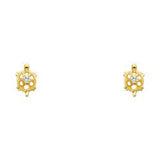 14K Yellow Gold 6mm Turtle CZ Stud Earrings - Screw Back