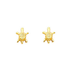 14K Yellow Gold 5mm Turtle CZ Stud Earrings - Screw Back