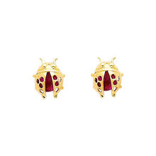 Load image into Gallery viewer, 14K Yellow Gold 7mm Babybug CZ Stud Earrings - Screw Back