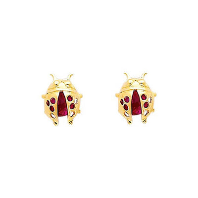 14K Yellow Gold 7mm Babybug CZ Stud Earrings - Screw Back