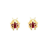 14K Yellow Gold 7mm Babybug CZ Stud Earrings - Screw Back